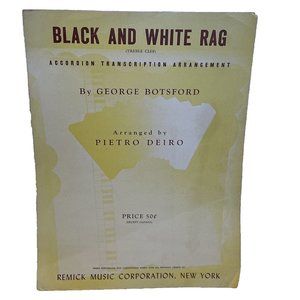 Black and White Rag Piano Accordion Sheet Music 1924 Treble Clef Remick Music